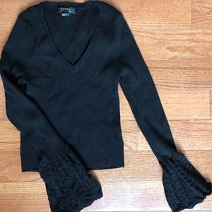 Forever 21 Black Bell Sleeve Sweater Top